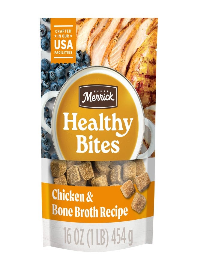 Merrick Healthy Bites Grain Free Dog Treats, Soft Treats With Bone Broth for Dogs, Chicken And Bone Broth Recipe - 16 oz. Pouch - Image 1